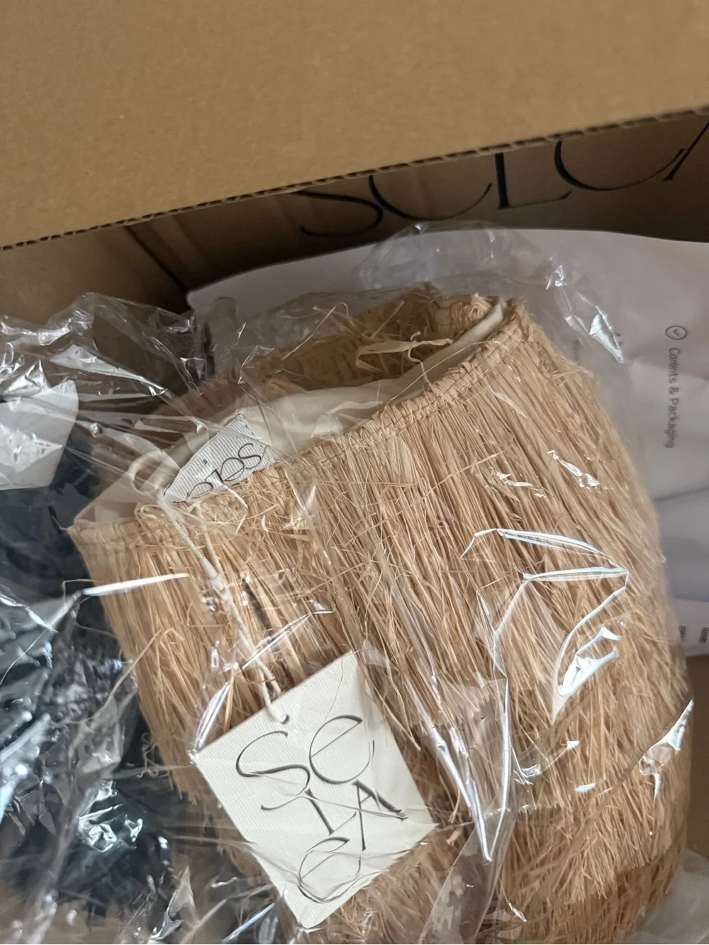 Raffia Fringe Mini Skirt - Size Small (fits xs-s)